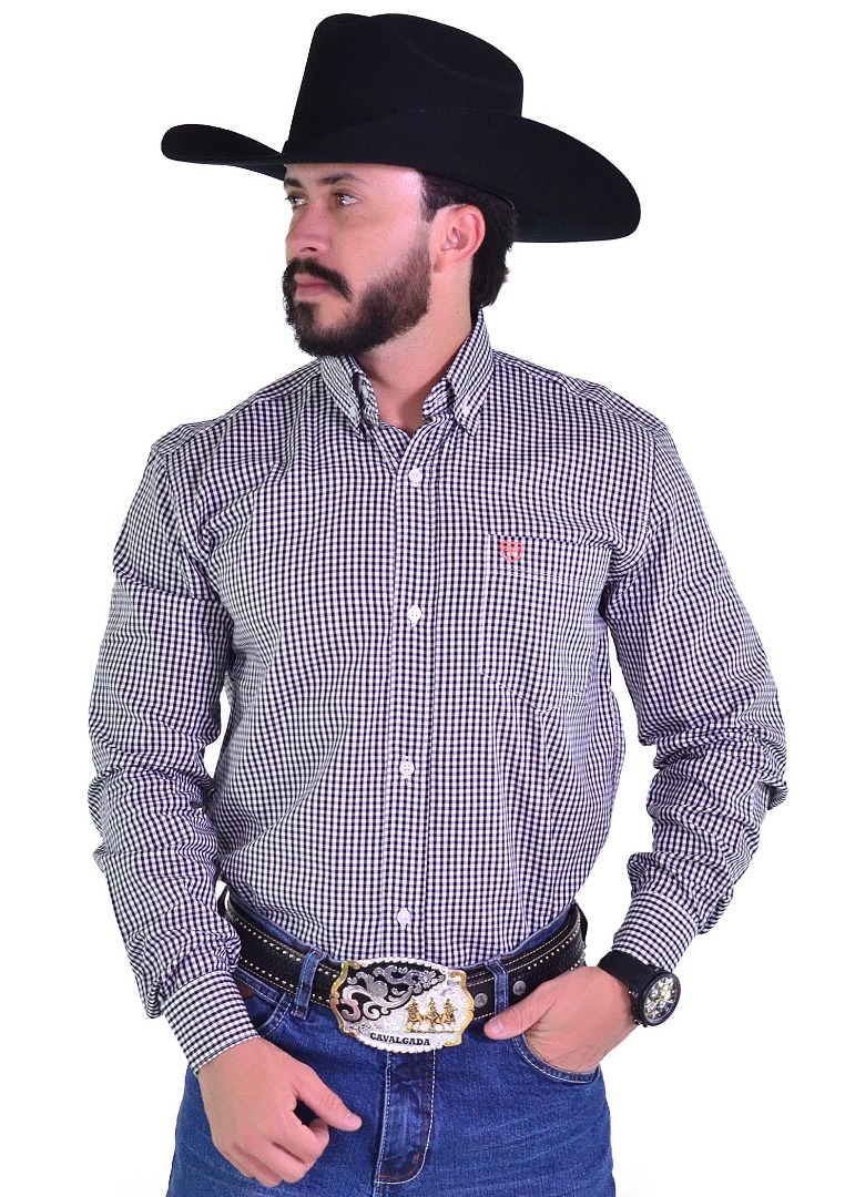 Camisa Radade Manga Longa Xadrez Fifty cor Preto - 1913