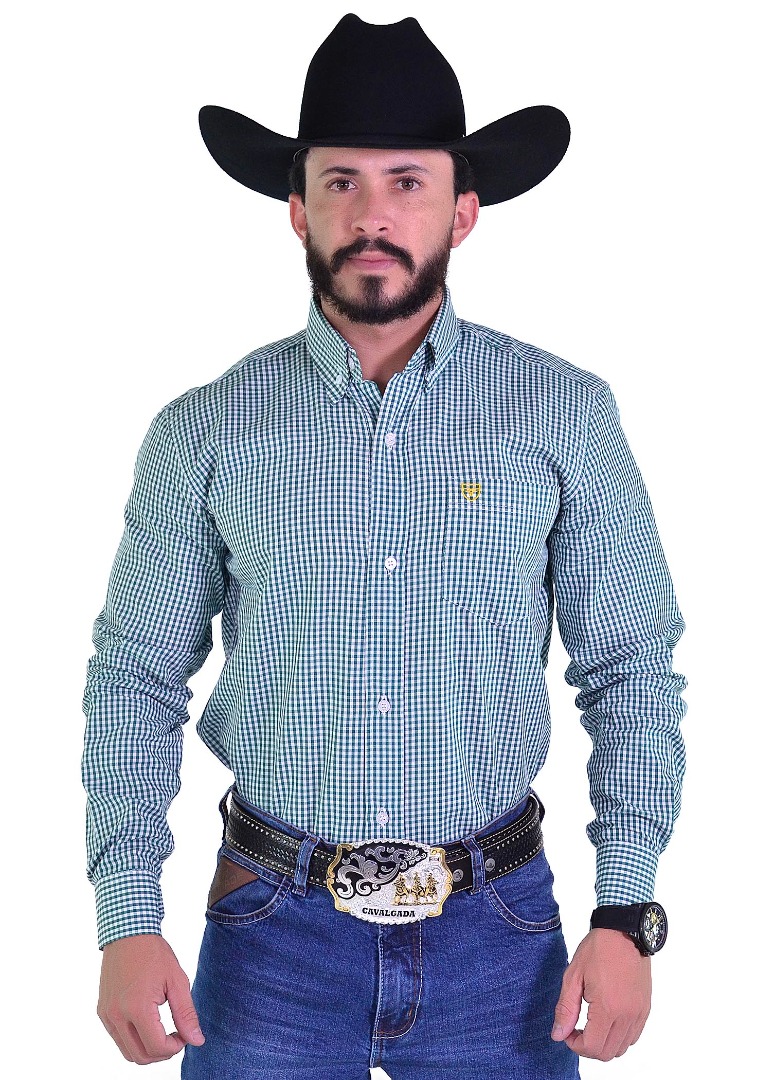 Camisa Radade Manga Longa Xadrez Fifty cor Verde - 1914
