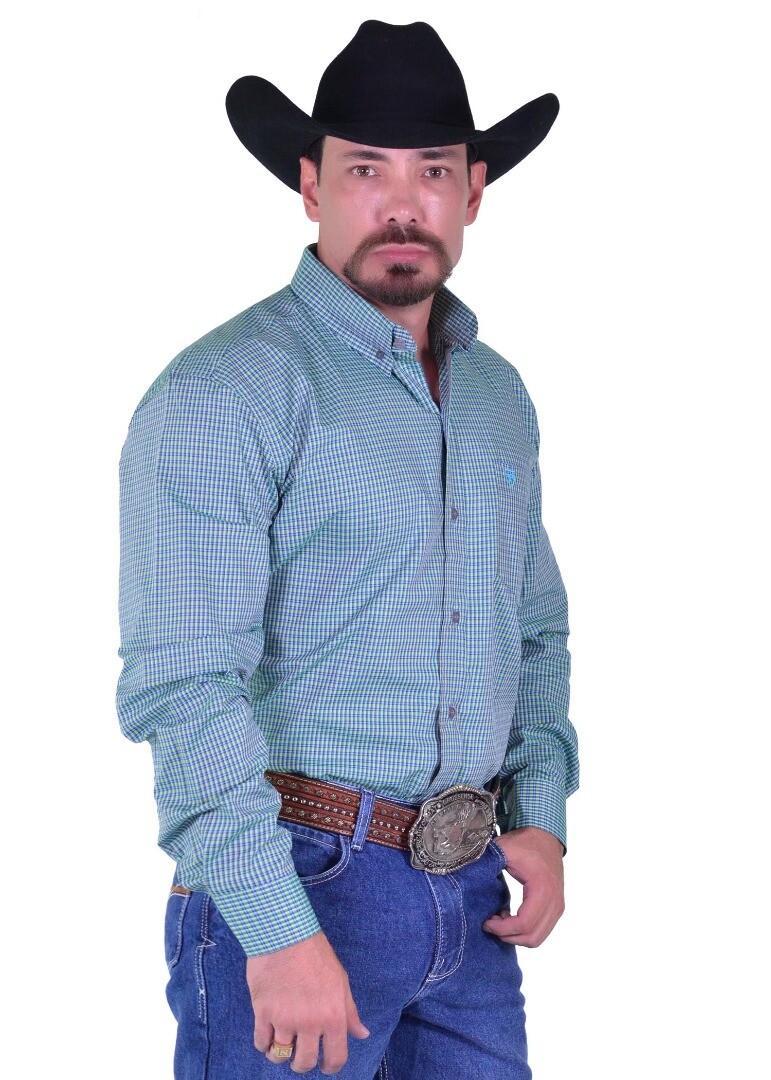 Camisa Radade Manga Longa Xadrez Fifty cor Verde e Azul - 2030