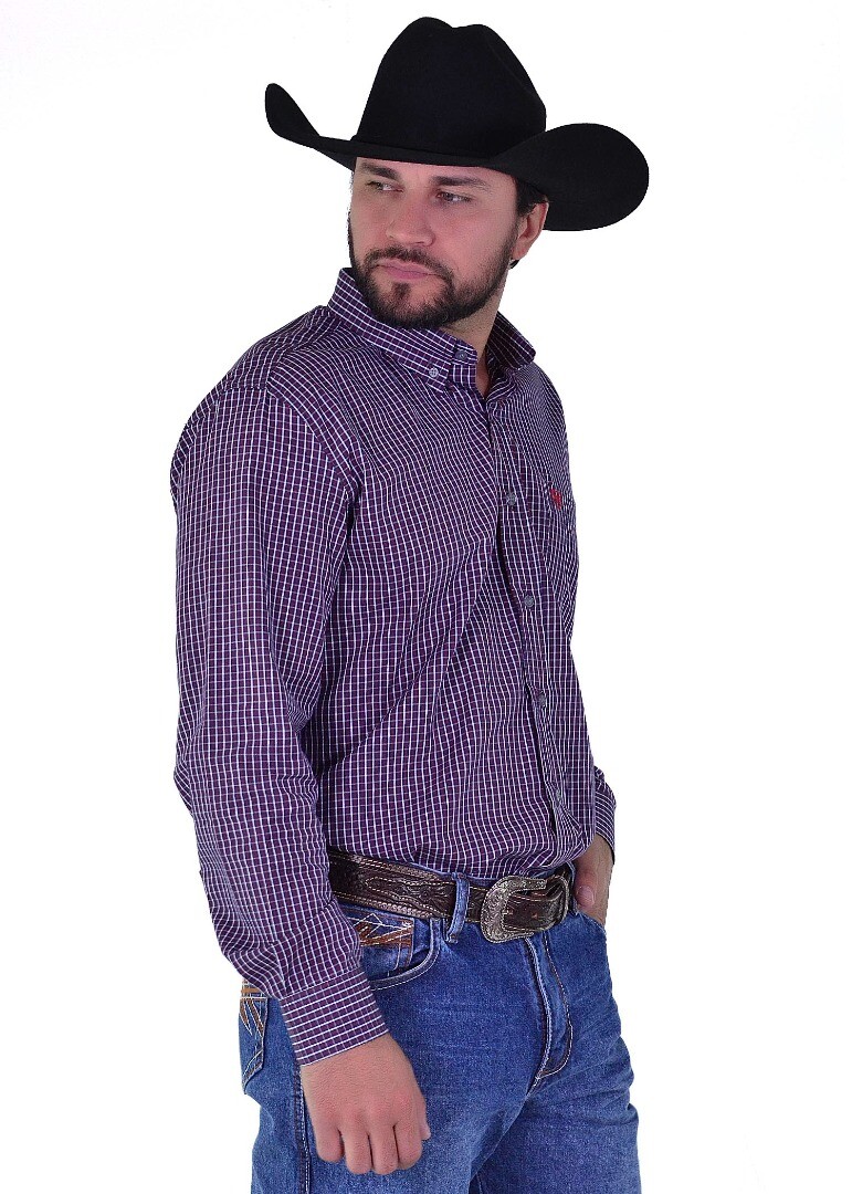 Camisa Radade Manga Longa Xadrez Fifty cor Vinho - 2008