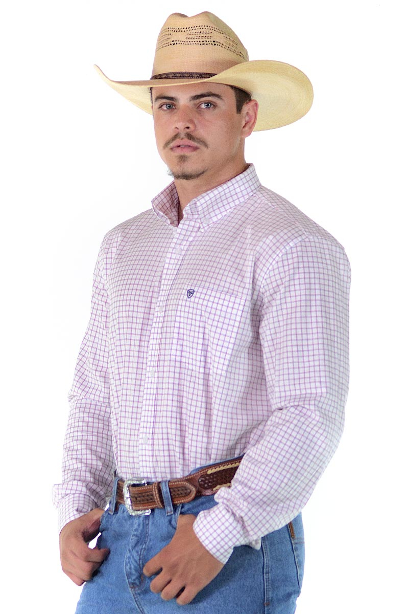 Camisa Radade Manga Longa Xadrez Fifty Rosa Claro - 1136