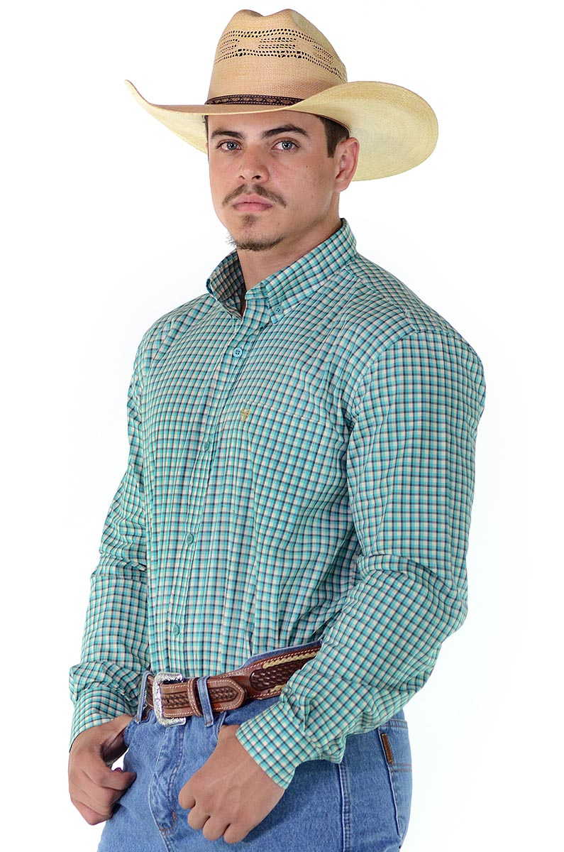 Camisa Radade Manga Longa Xadrez Fifty Verde Água - 1131