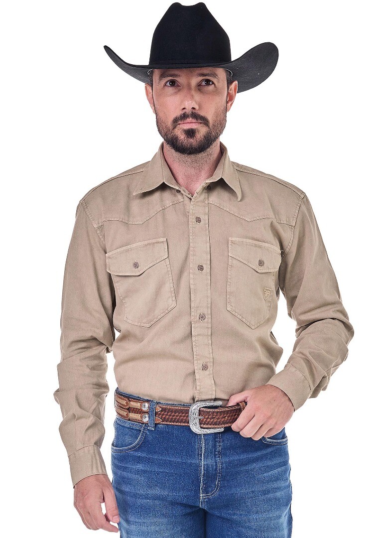 Camisa Radade Manga Longa YL Stone cor Bege - 2216