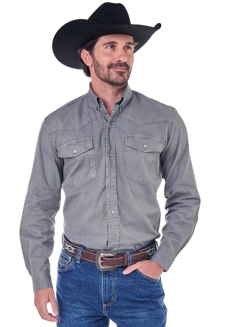 Camisa Radade Manga Longa YL Stone cor Cinza - 2217
