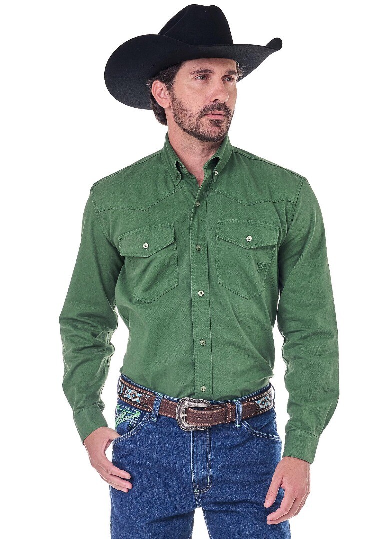 Camisa Radade Manga Longa YL Stone cor Verde - 2218