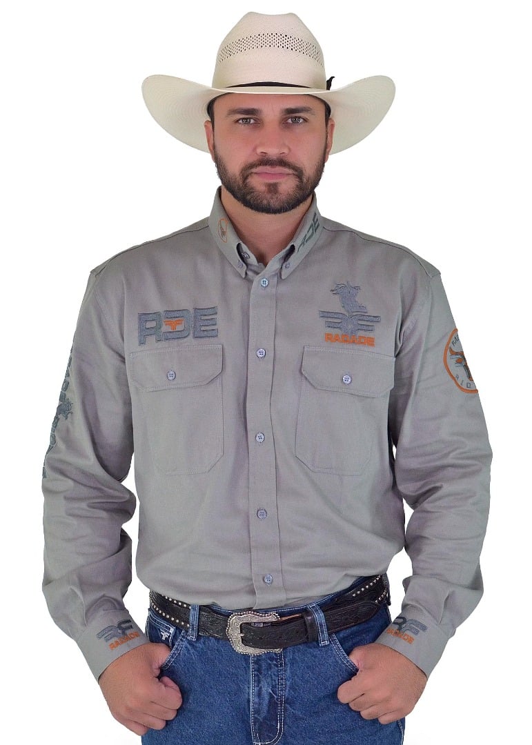 Camisa Radade RIDERS Manga Longa Bordada Cinza - 1828