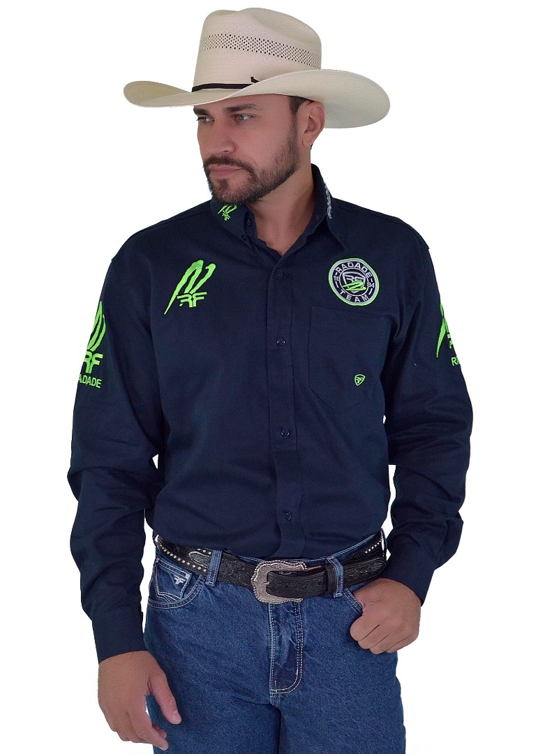 Camisa Radade RR Manga Longa Bordada Marinho - 1824