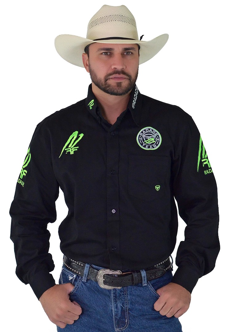 Camisa Radade RR Manga Longa Bordada Preta - 1825
