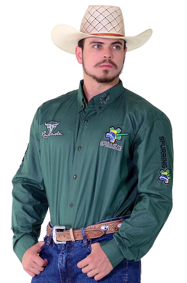 Camisa Radade Spurring Manga Longa Bordada Verde - 0820