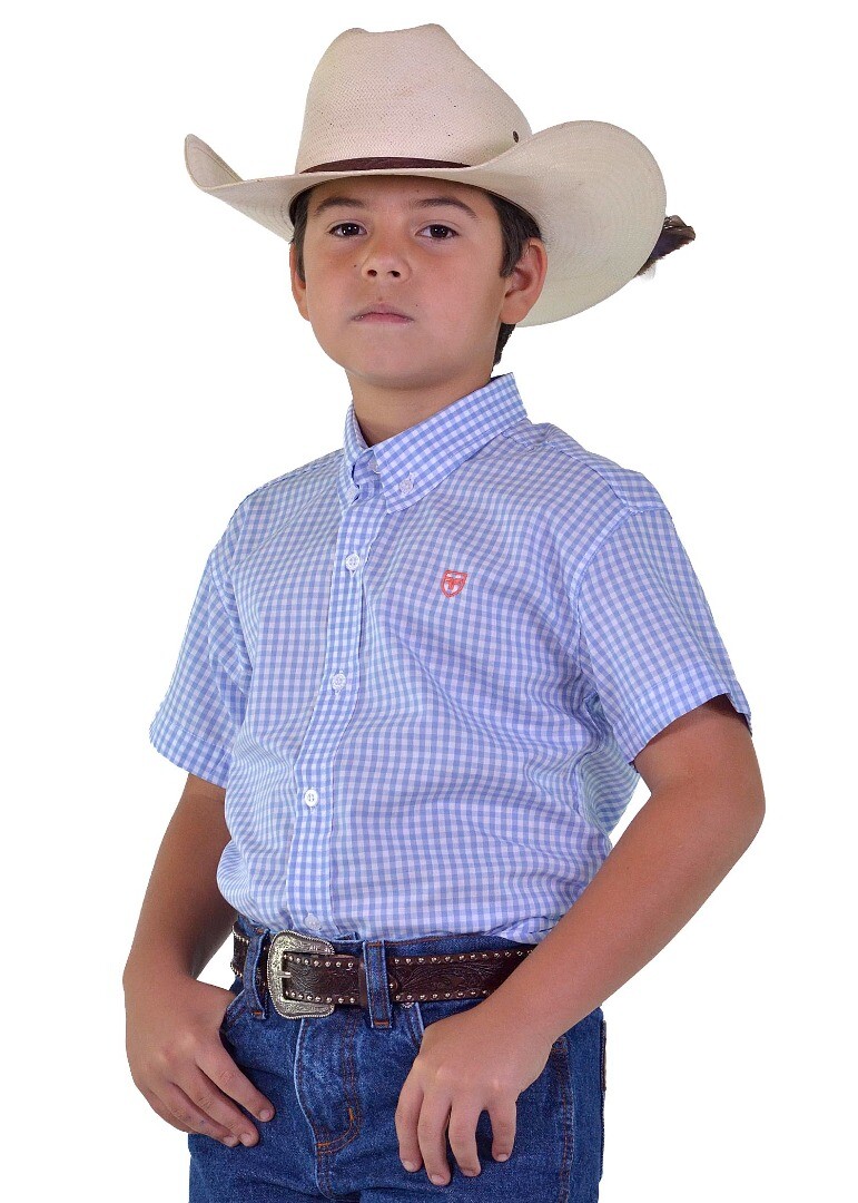 Camisa Radade Unissex Infantil Manga Curta Xadrez cor Azul - 1977