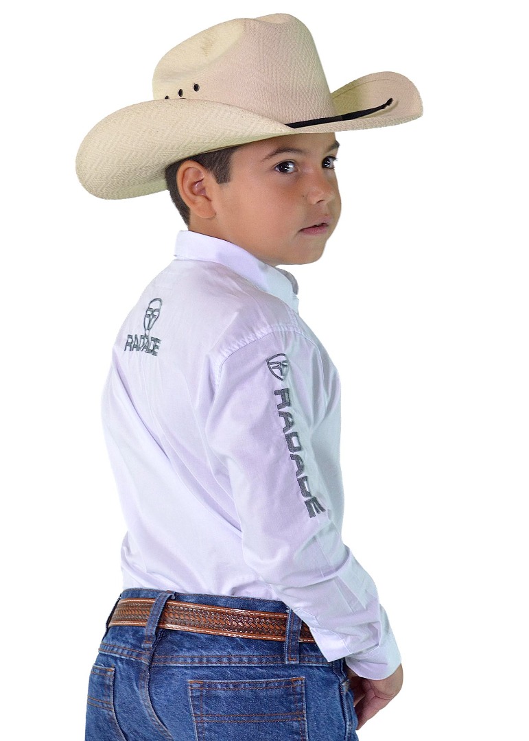 Camisa RDE LIGHT Unissex Infantil Manga Longa Bordada cor Branca - 1854
