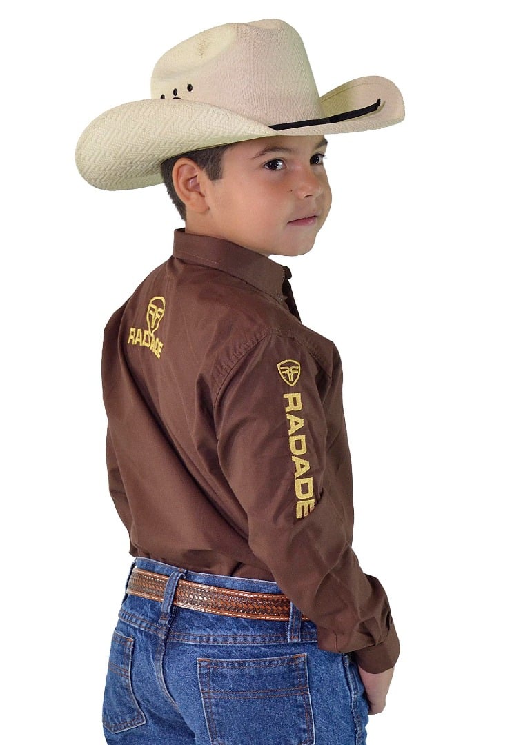 Camisa RDE LIGHT Unissex Infantil Manga Longa Bordada cor Marrom - 1865