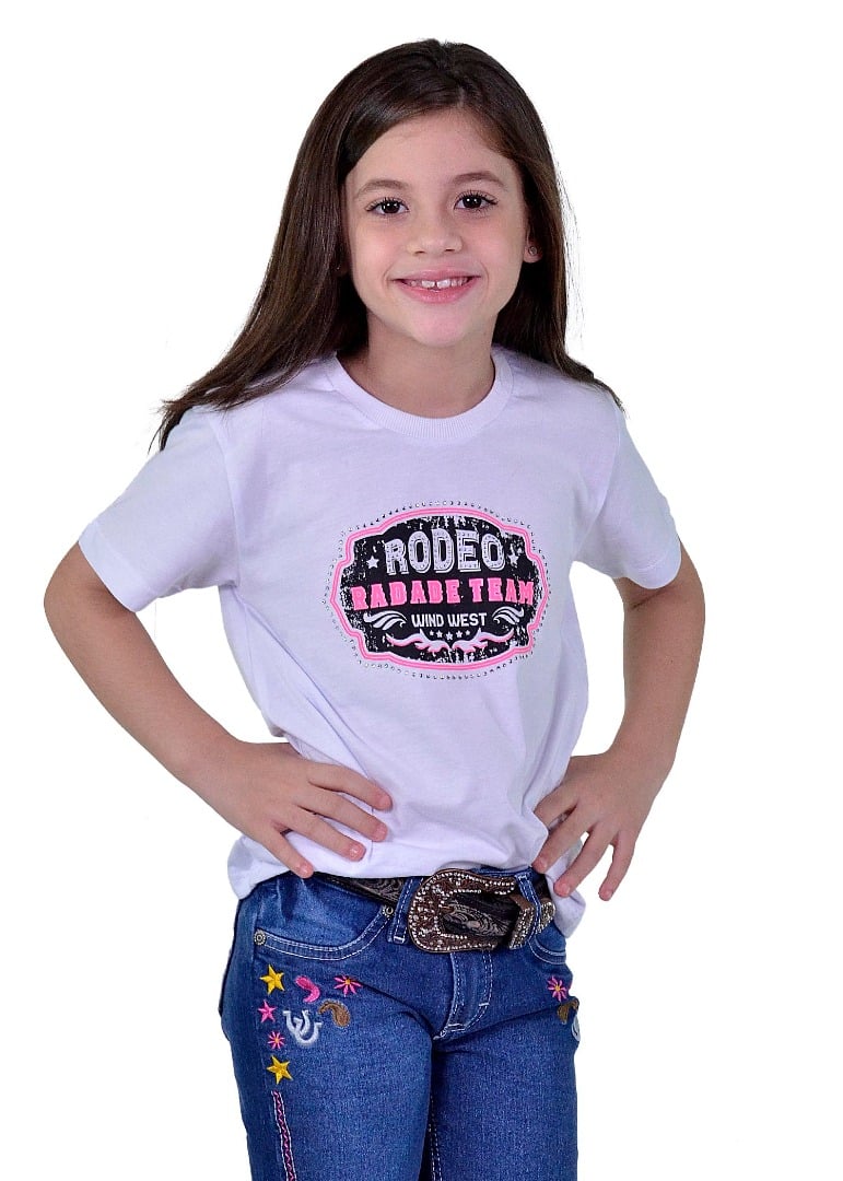 Camiseta Infantil Feminina Radade Strass Branca - 1800