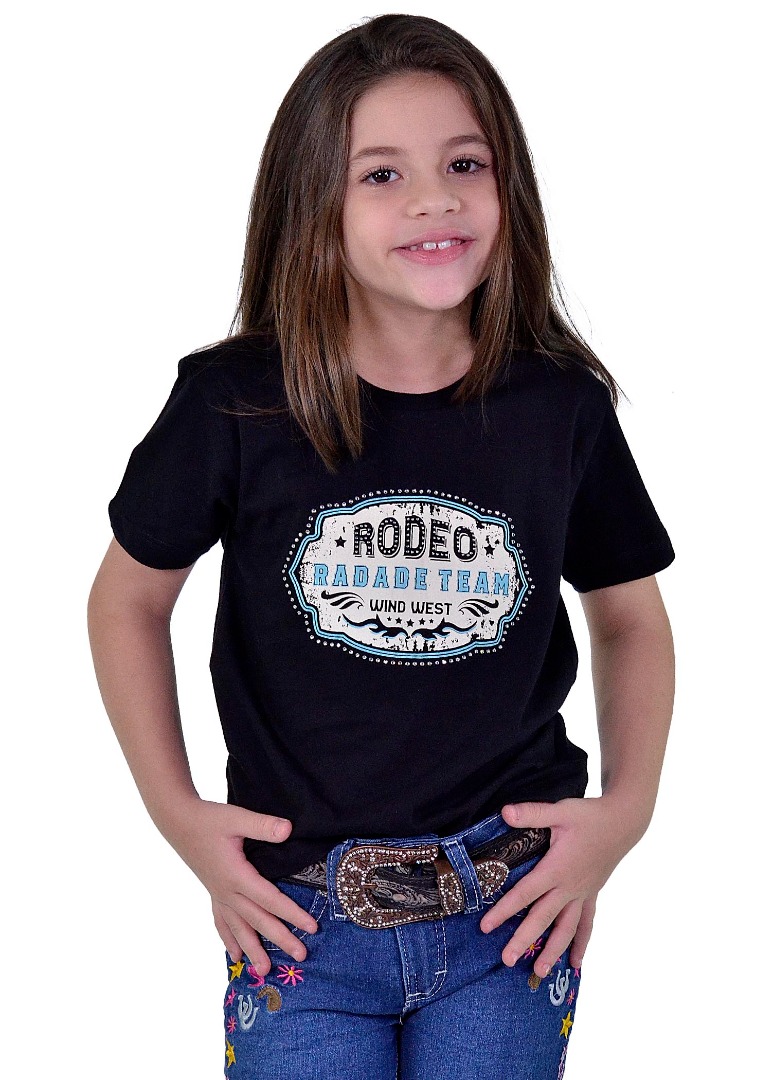 Camiseta Infantil Feminina Radade Strass Preta - 1798