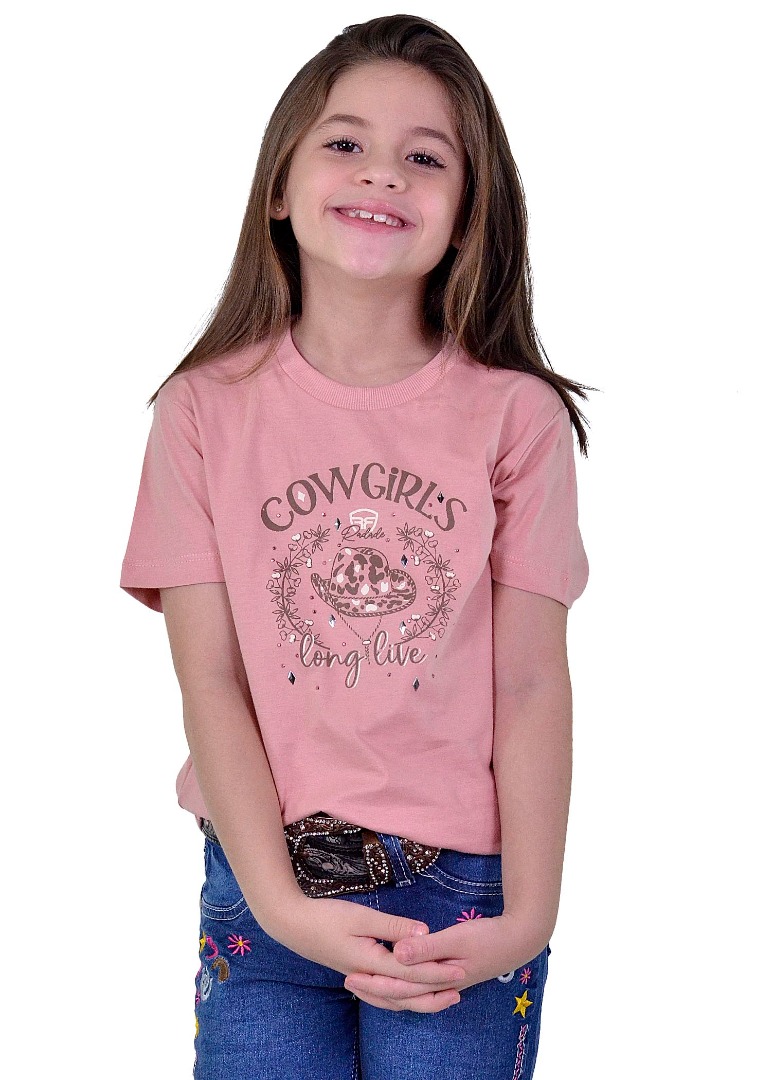 Camiseta Infantil Feminina Radade Strass Rosa - 1799
