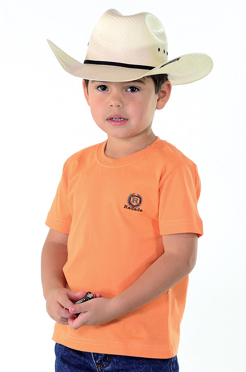 Camiseta Infantil Radade Bordada Laranja - 0682