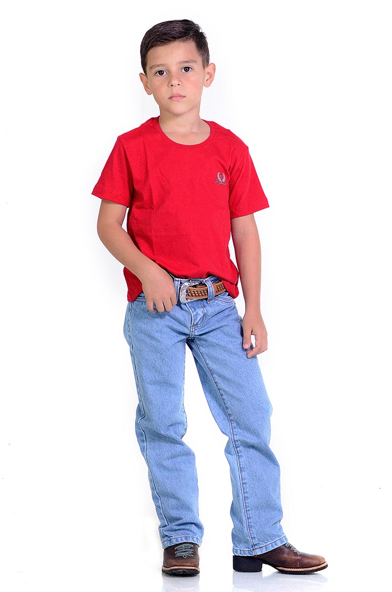 Camiseta Infantil Radade Bordada Vermelha - 1060