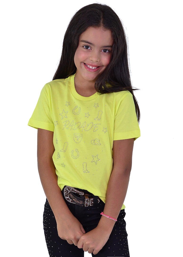 Camiseta Infantil Radade com Strass cor Amarelo - 2051