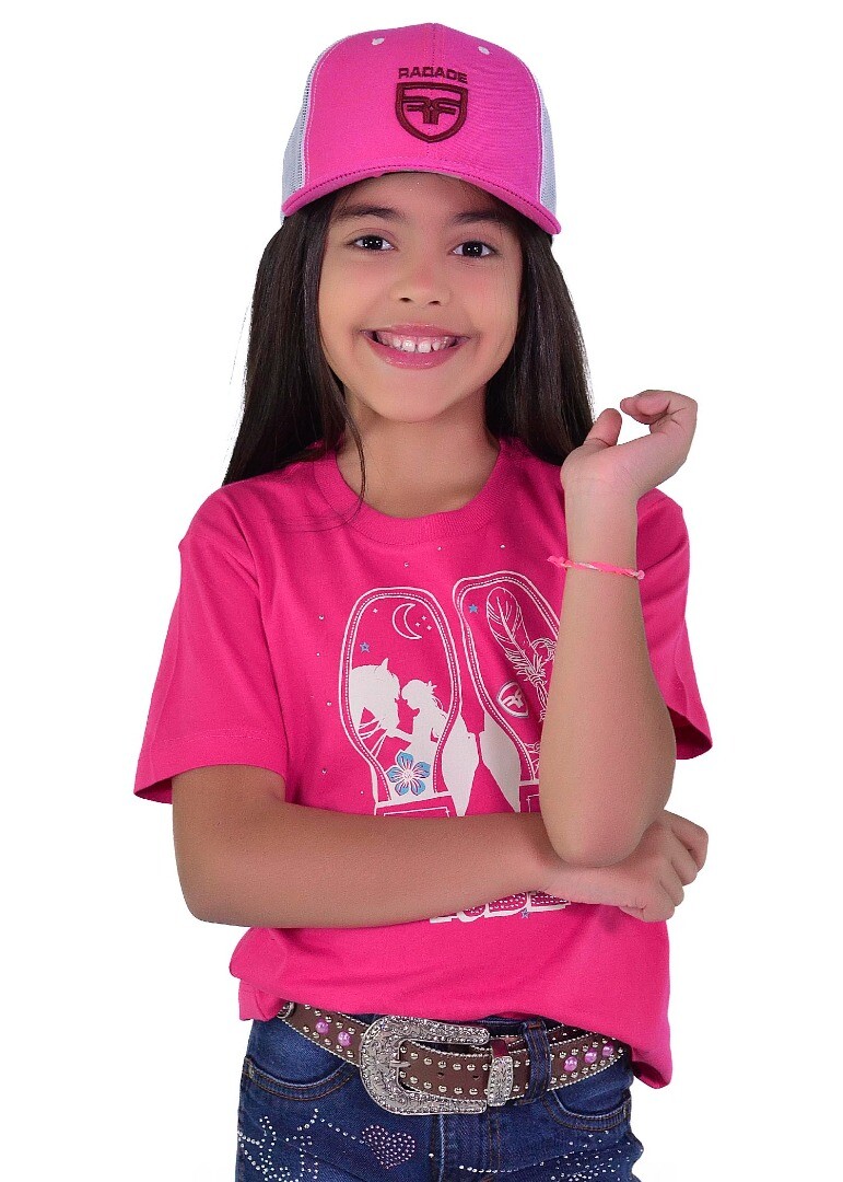 Camiseta Infantil Radade com Strass cor Pink - 1985