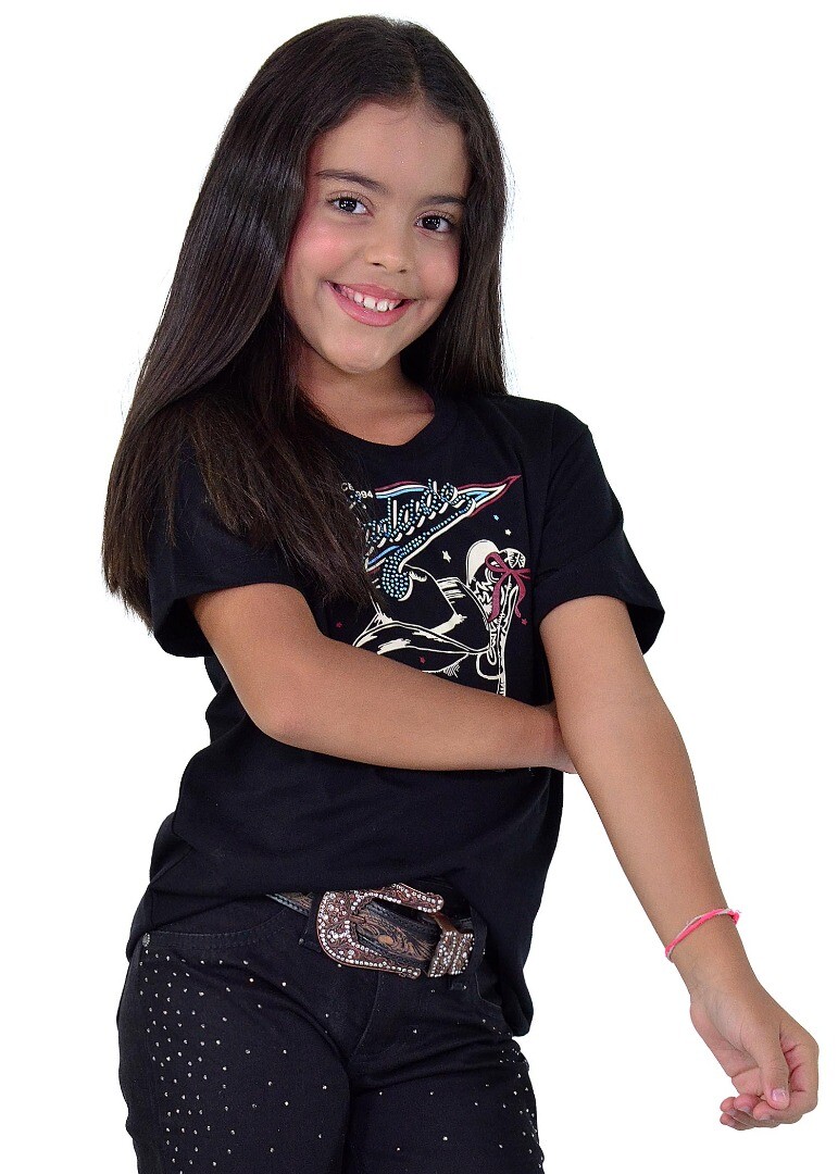 Camiseta Infantil Radade com Strass cor Preto - 2053