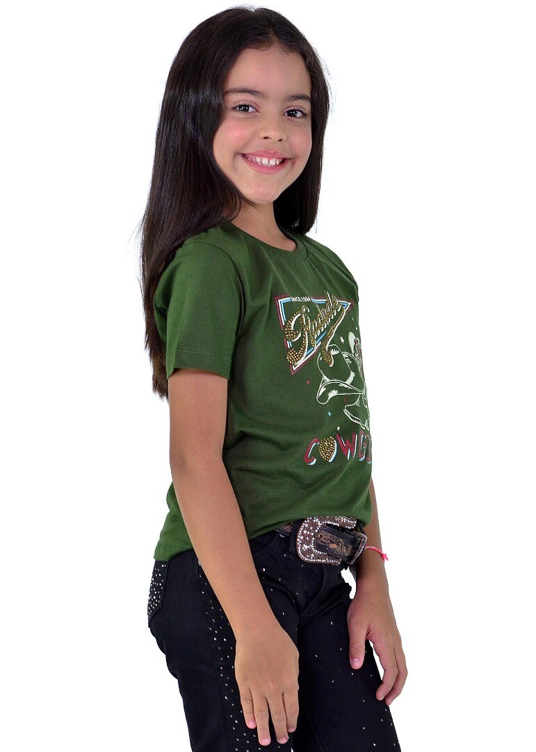 Camiseta Infantil Radade com Strass cor Verde - 2050