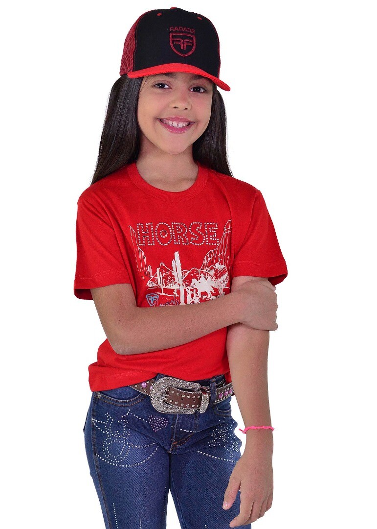 Camiseta Infantil Radade com Strass cor Vermelha - 1960