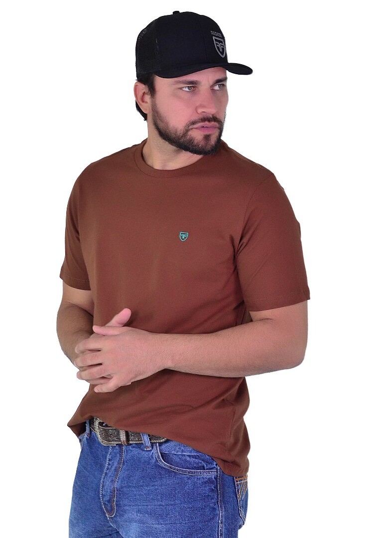 Camiseta Radade Bordada cor Marrom - 1986