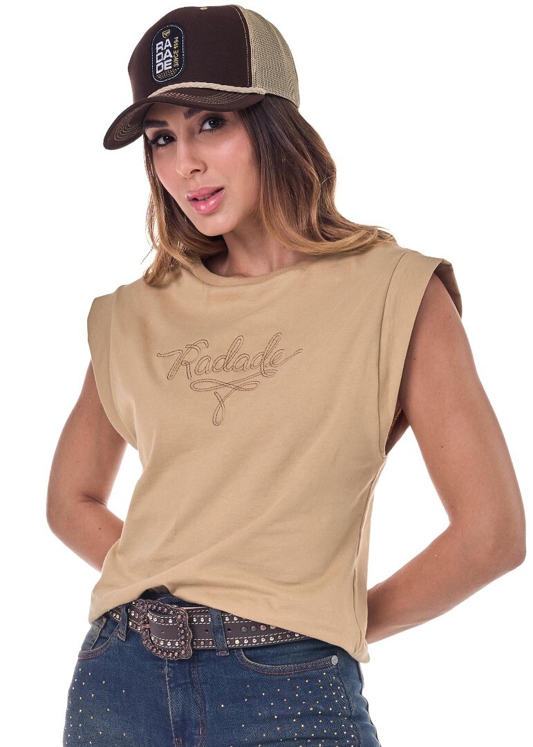 Camiseta Regata Radade Bordada RDE cor Bege - 2138