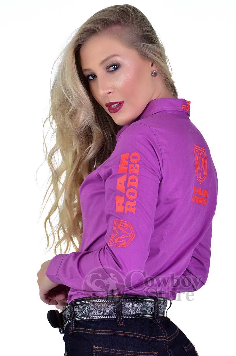 Camisete Manga Longa Bordada Rodeo RAM Radade cor Roxa - 1494