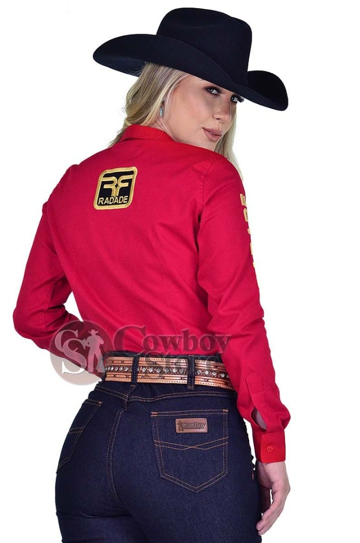 Camisete Manga Longa Bordada Rodeo RAM Radade cor Vermelho - 1176