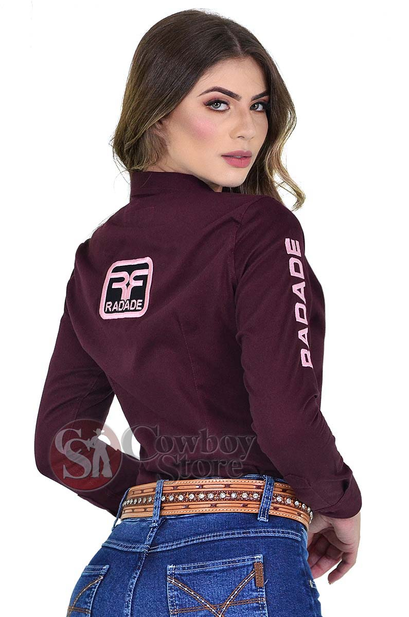 Camisete Manga Longa Bordada Rodeo RAM Radade cor Vinho - 1174