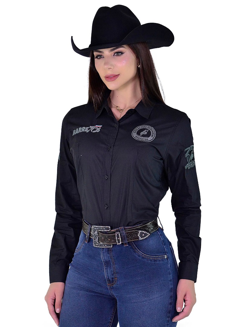 Camisete Radade Barretos Manga Longa Bordada cor Preto - 1812