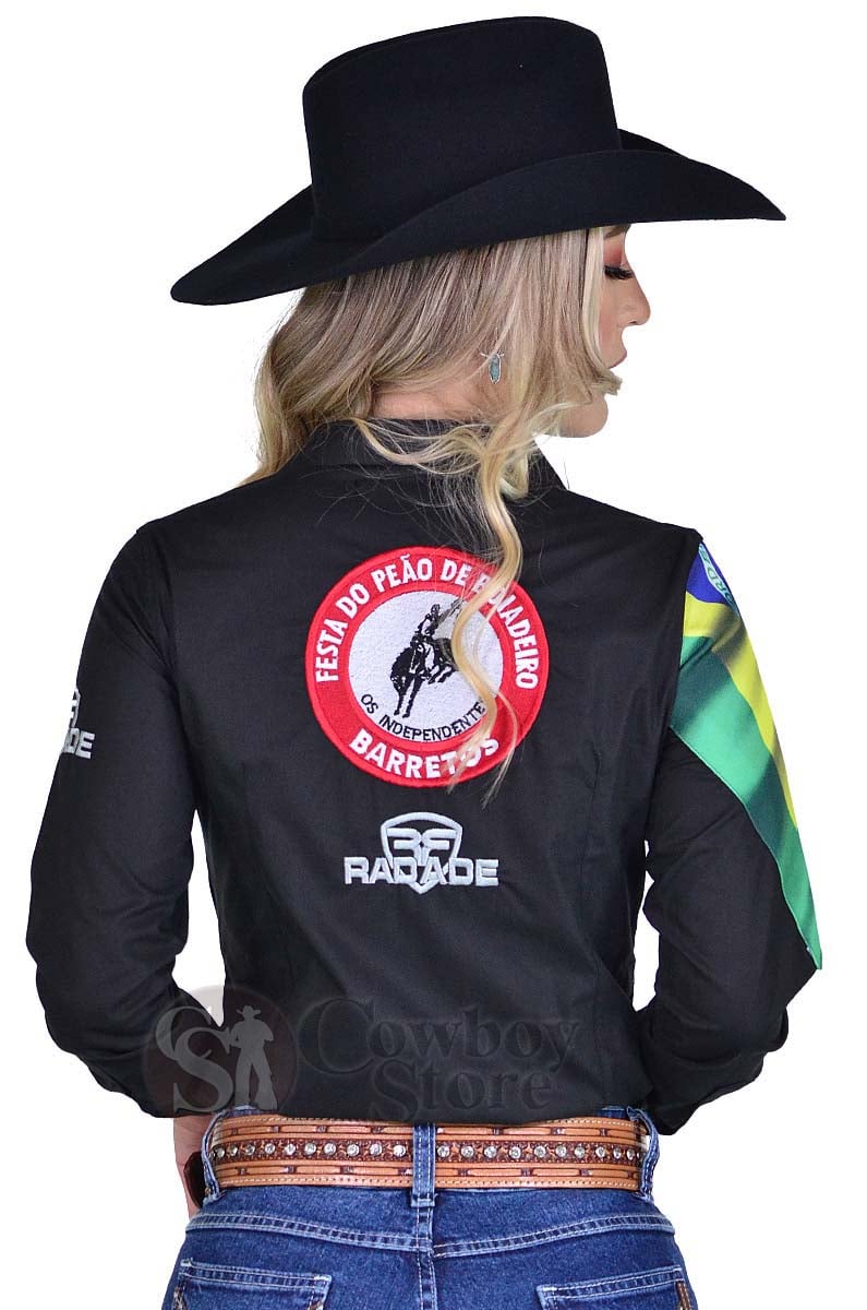 Camisete Radade Barretos Manga Longa Bordada Preta - 1448