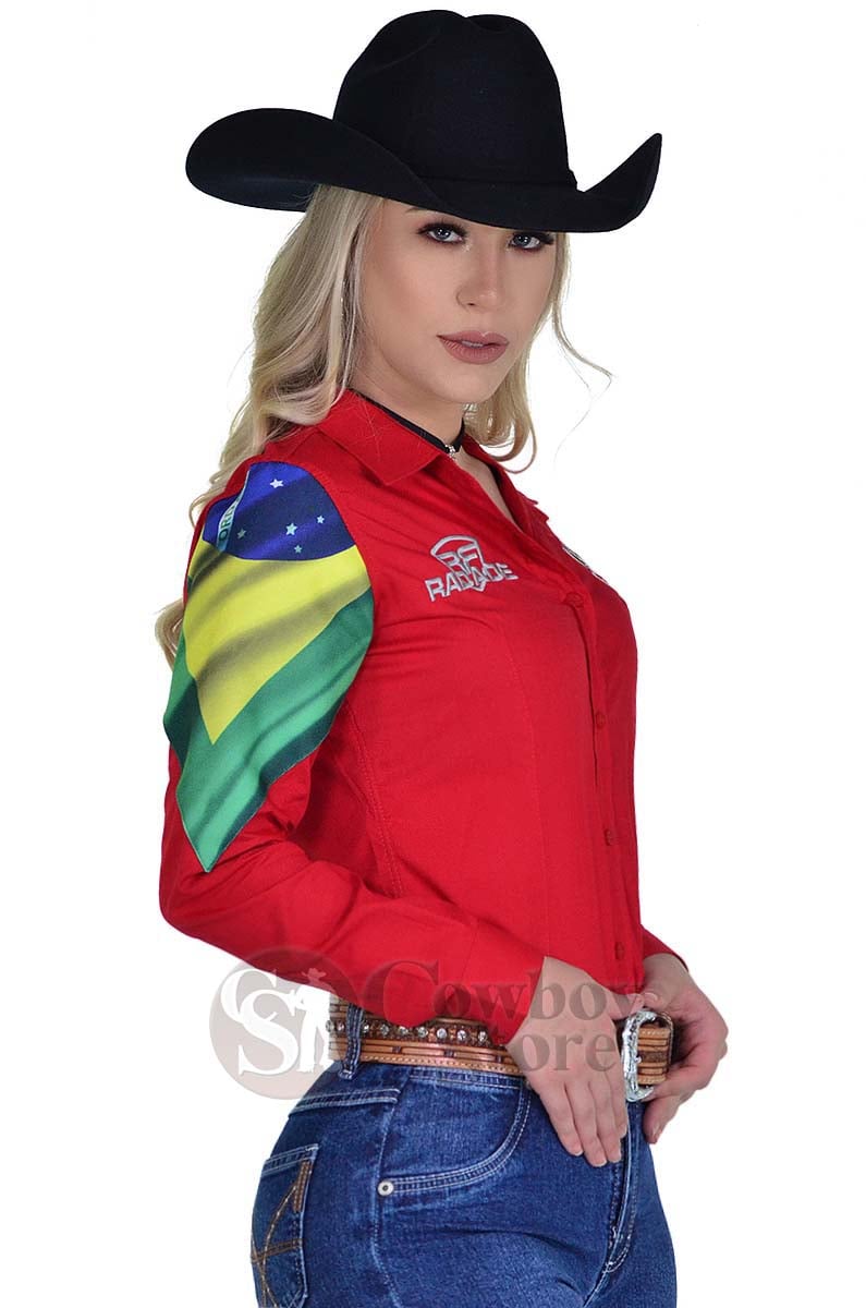 Camisete Radade Barretos Manga Longa Bordada Vermelha - 1449