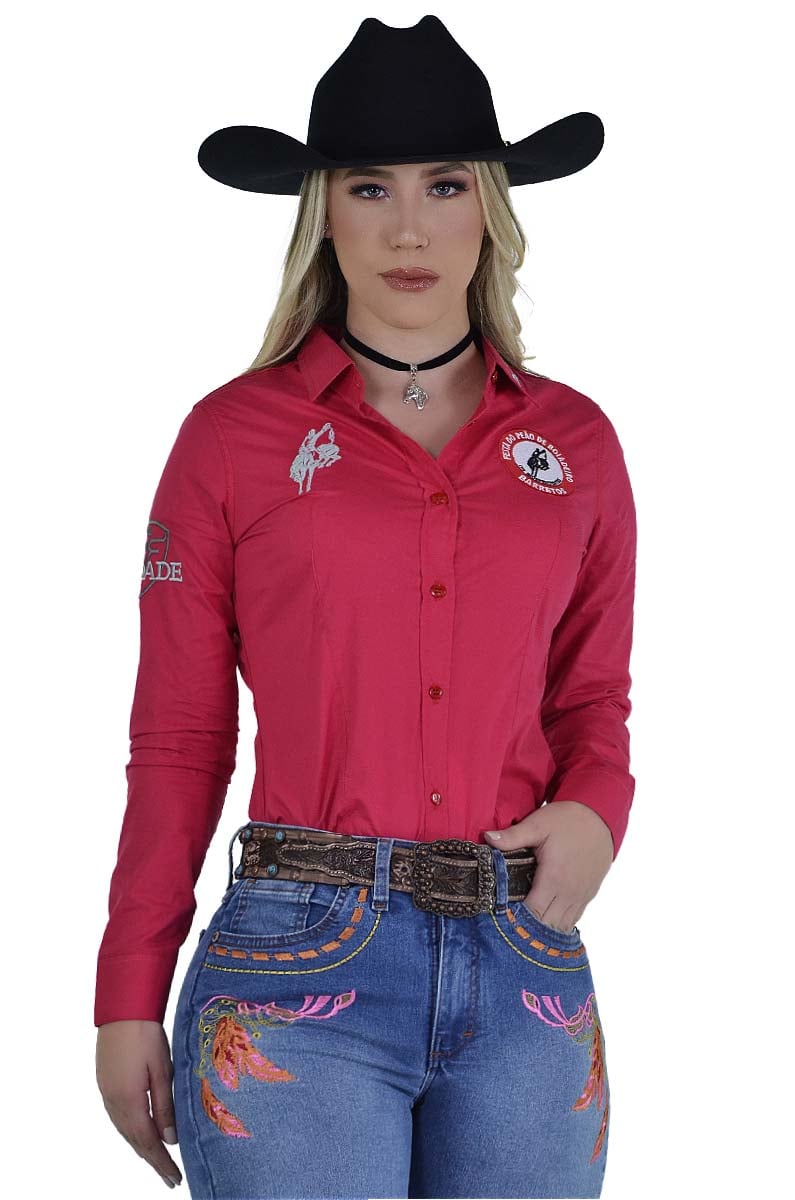 Camisete Radade Barretos Manga Longa Bordada Vermelha - B206