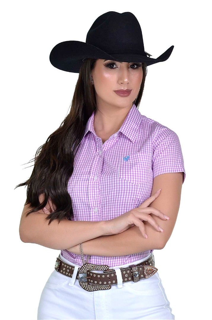 Camisete Radade Manga Curta Xadrez Fifty Lilás - 1643