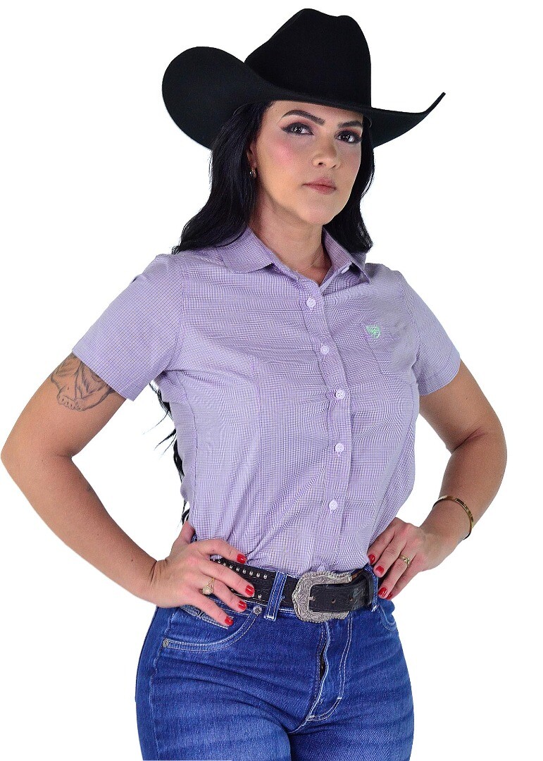 Camisete Radade Manga Curta Xadrez Fifty Lilás - 2059