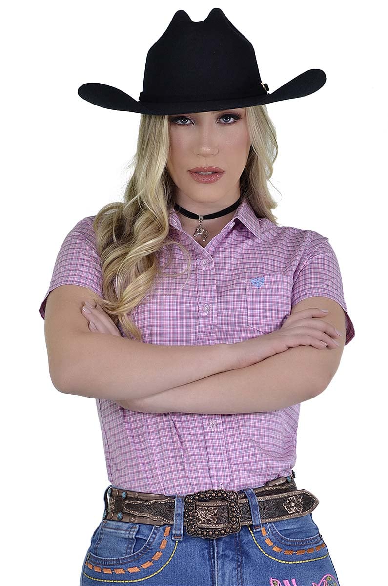 Camisete Radade Manga Curta Xadrez Fifty Rosa - 1495
