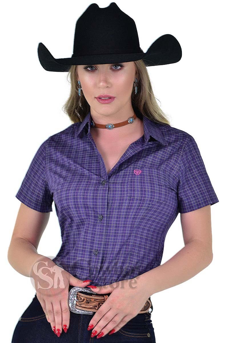 Camisete Radade Manga Curta Xadrez Fifty Roxa - 1380