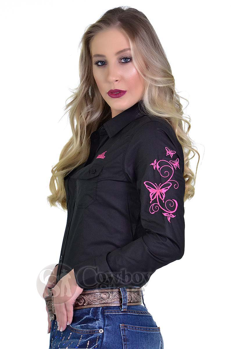 Camisete Radade Manga Longa America Butterfly Preto - 1076
