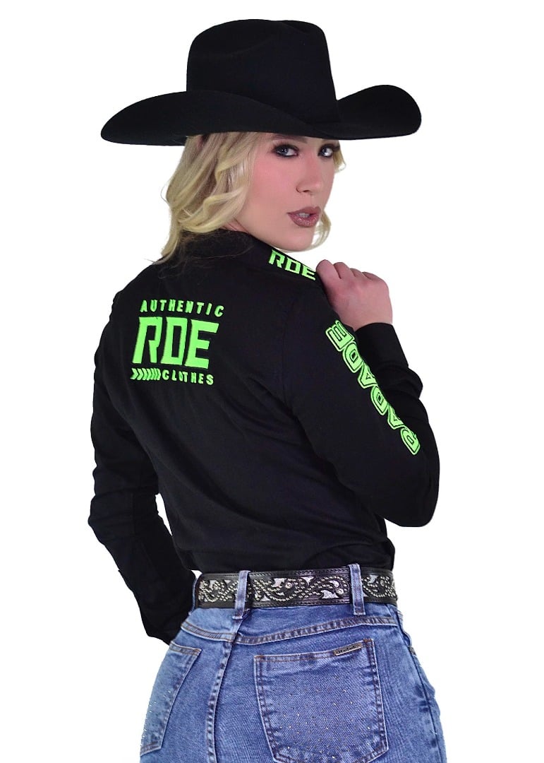 Camisete Radade Manga Longa Bordada Authentic cor Preta - 1911