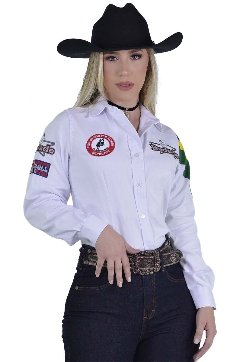 Camisete Radade Manga Longa Bordada BR Branca - 0978