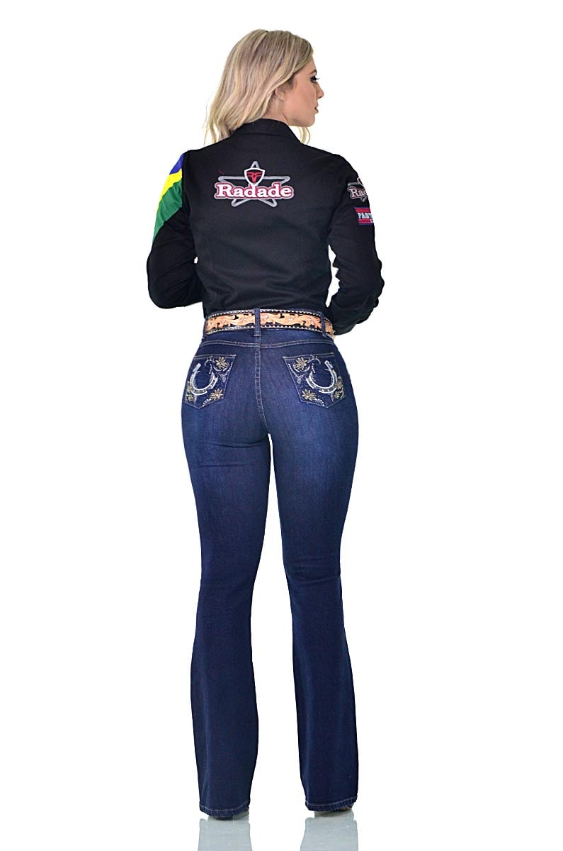 Camisete Radade Manga Longa Bordada BR Preta 0540
