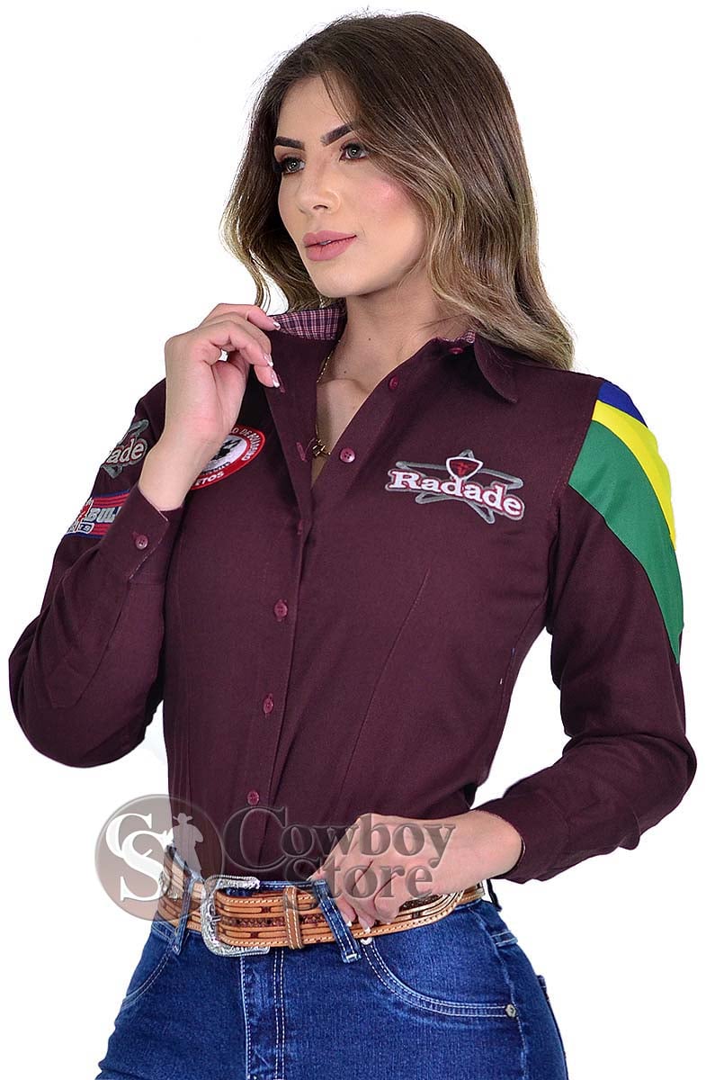 Camisete Radade Manga Longa Bordada BR Vinho - 0542