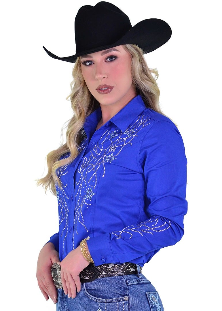 Camisete Radade Manga Longa Bordada BRANCHES cor Royal - 1915