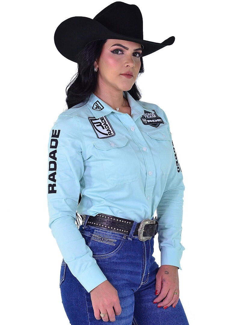 Camisete Radade Manga Longa Bordada BRUT cor Verde Agua - 2083