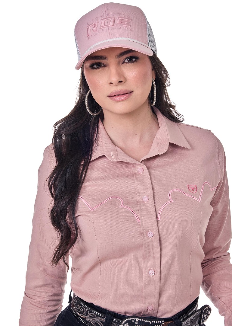 Camisete Radade Manga Longa Bordada CLOUD cor Rosa - 2118