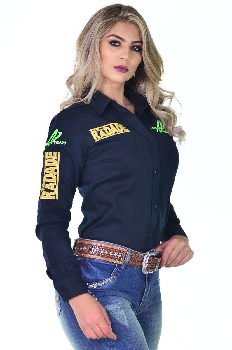 Camisete Radade Manga Longa Bordada Green Team Marinho-0603