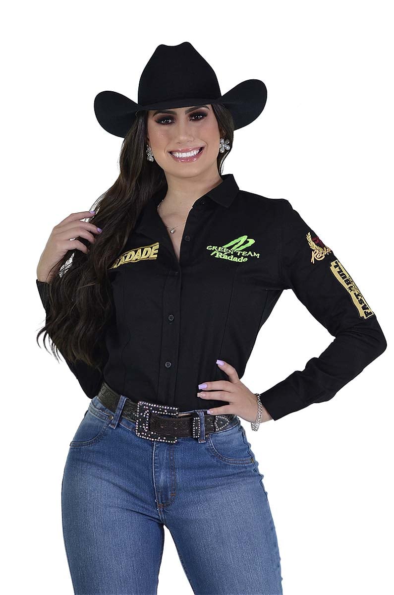 Camisete Radade Manga Longa Bordada Green Team Preta-0599