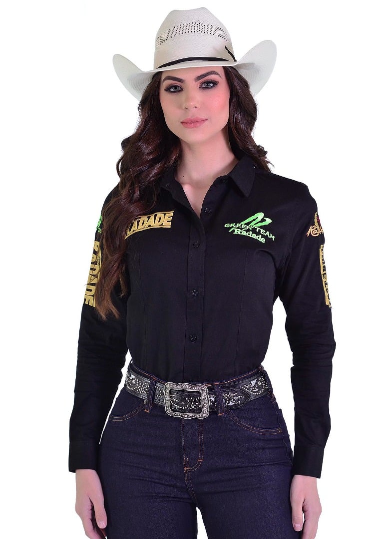 Camisete Radade Manga Longa Bordada Green Team Preta-0599